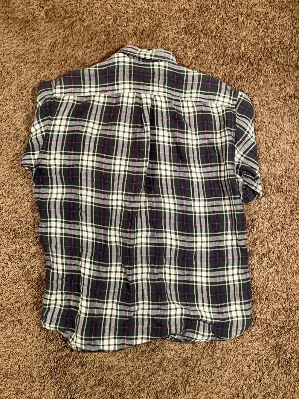 Vintage J.Crew Shirt Mens Large Blue Plaid Linen Button Down Long Sleeve Shirt